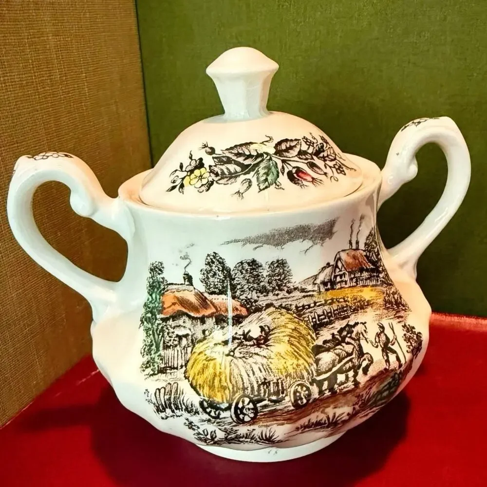 Yorkshire Staffordshire Ironstone Sugar & Creamer Set • England • Vintage
